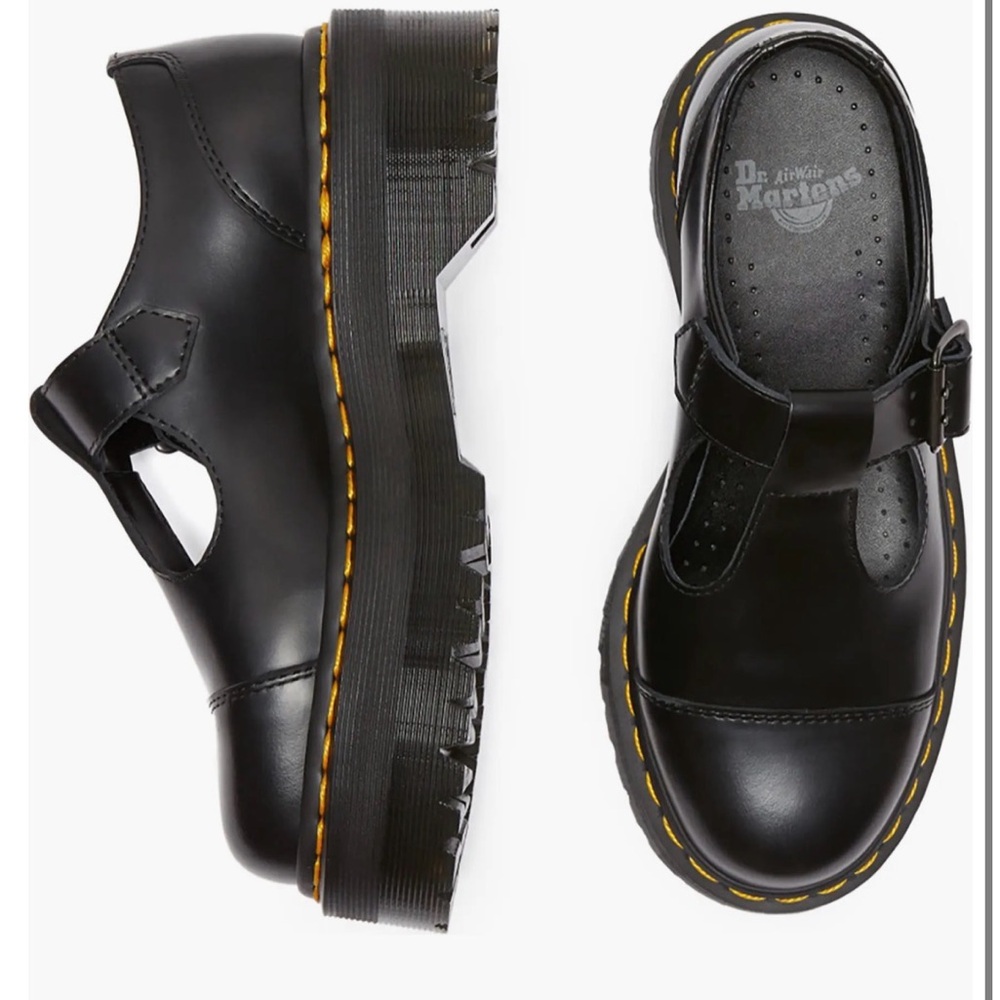 Dr. Martens Black Platform T-Bar Shoes - Picture 2 of 4